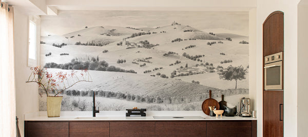 Kitchen with grey Vendanges model.