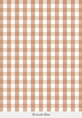 Close-up of Petit Vichy wallpaper pattern in Terracotta Doux